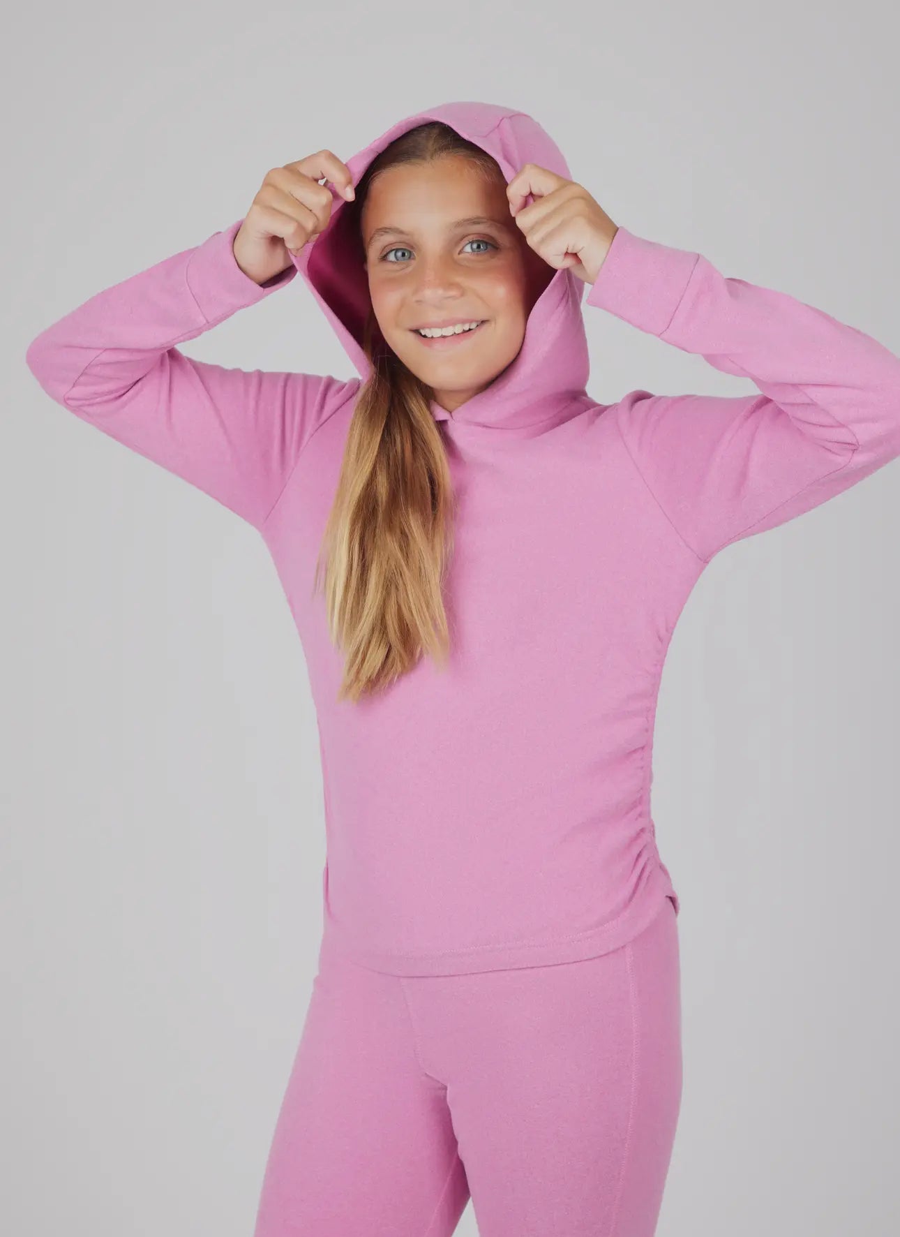 Girls Melange Hoodie and Flare Pant Set