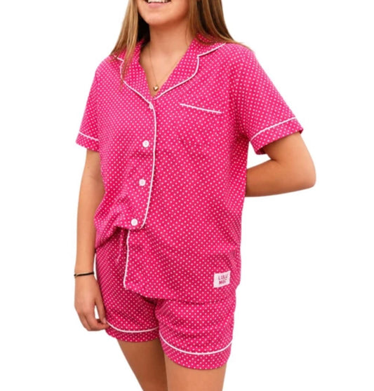 Lulu Mac Pj’s Hot Pink/Lt Pink Dots