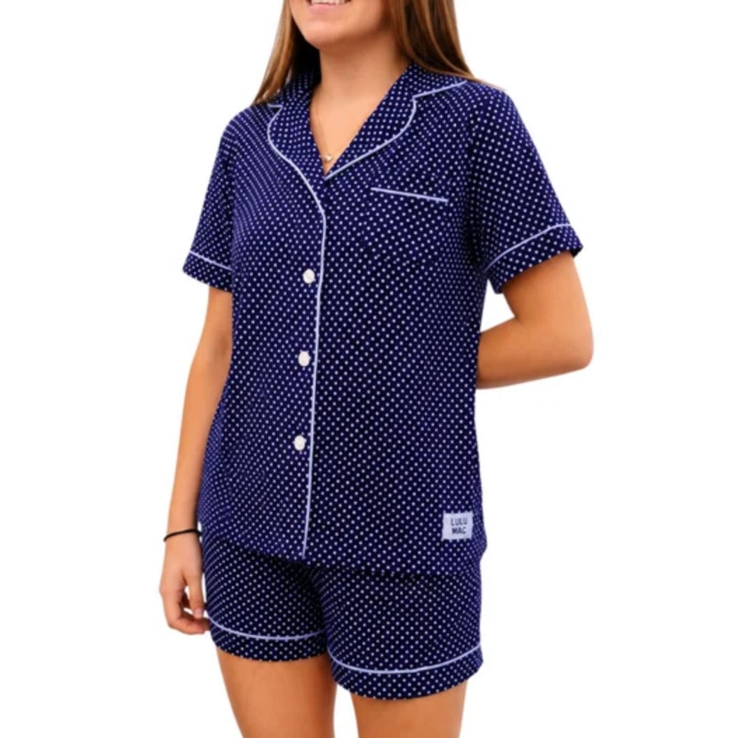 Lulu Mac PJ’s Navy/Blue Dot
