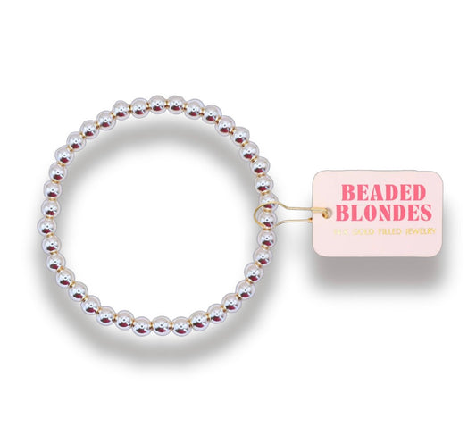 Beaded Blondes 5mm Beaded Bracelet-Silver