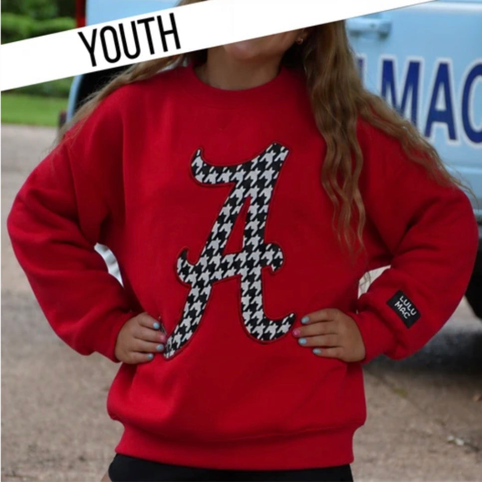 Girls Lulu Mac Houndstooth A Sweatshirt -Crimson