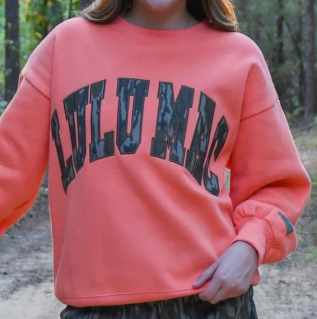 Lulu Mac Bottomland Camo Sweatshirt-Orange