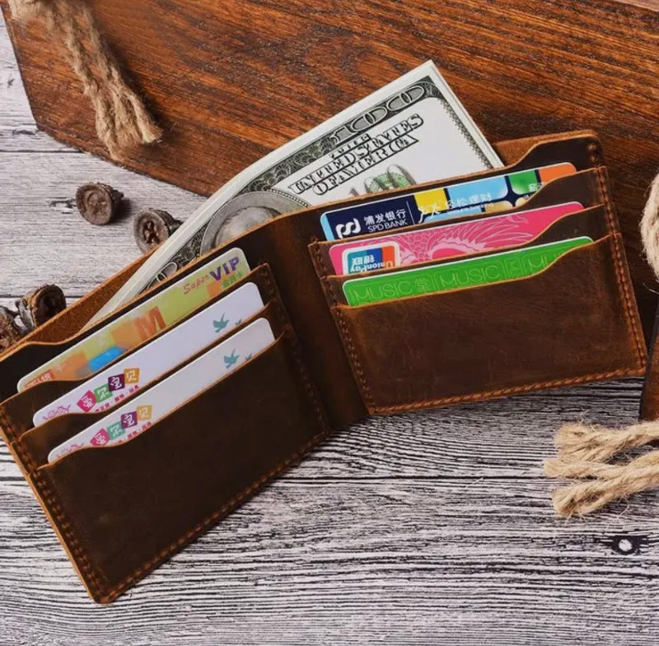 Handmade Leather Bifold Wallet For Men
