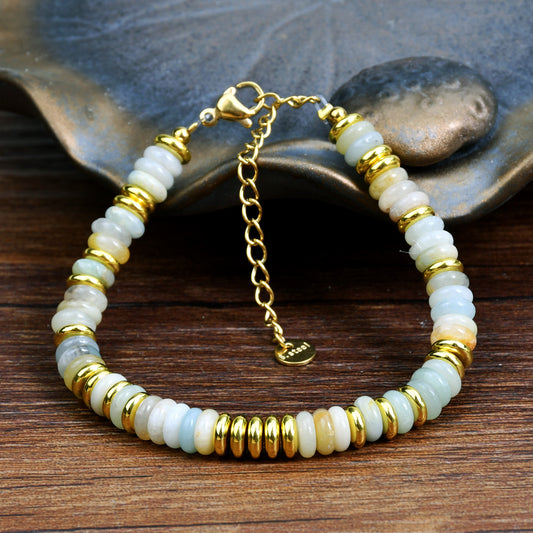 Stone Beaded Gold Accent Bracelet