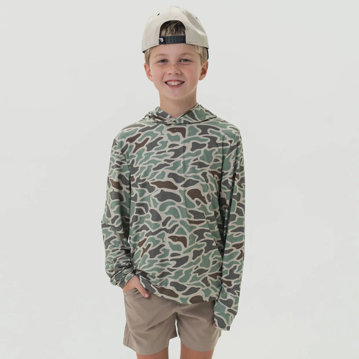 Burlebo YTH Performance Hoodie-Retro Duck Camo