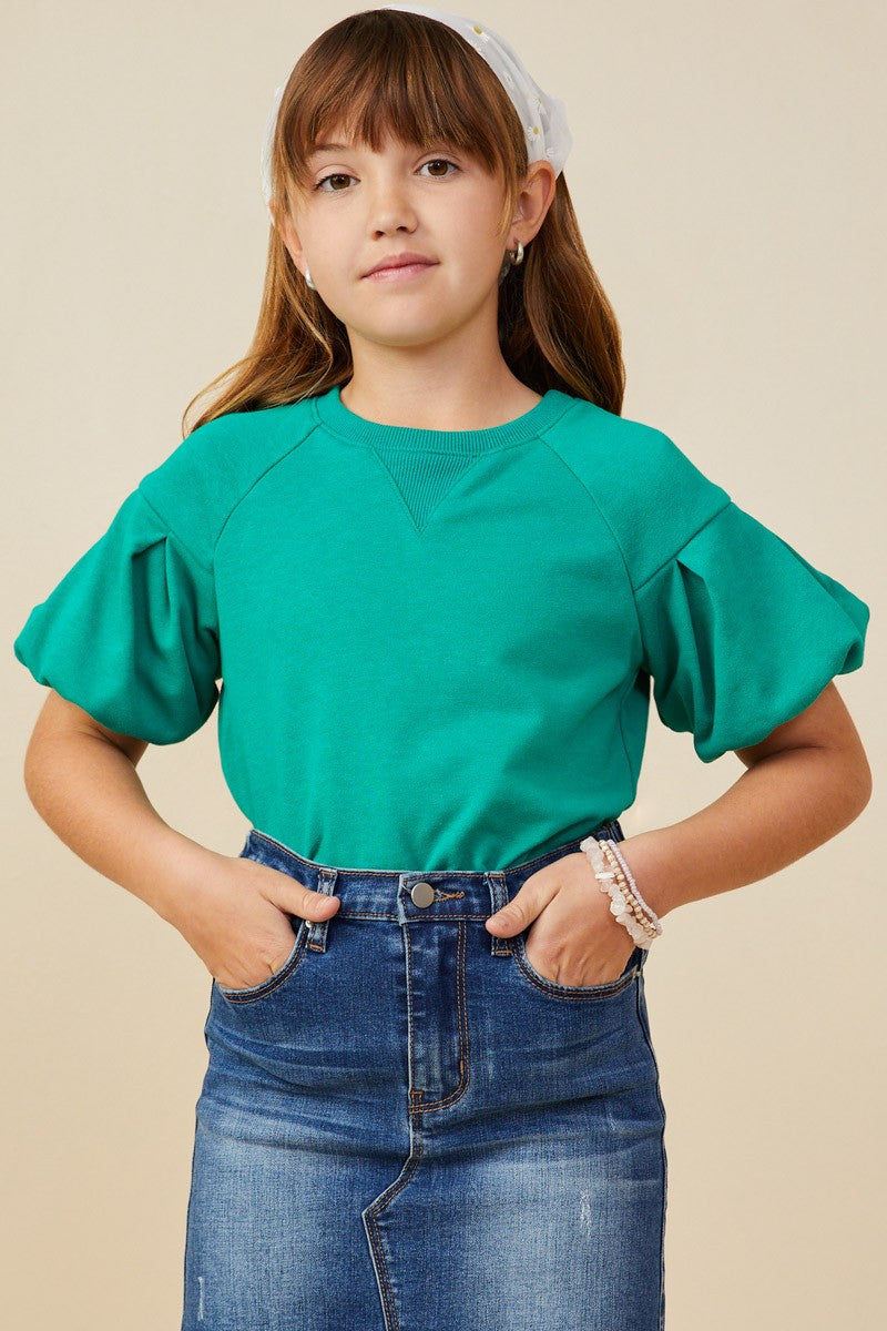 Hayden Girls Puff Sleeve French Terry Top