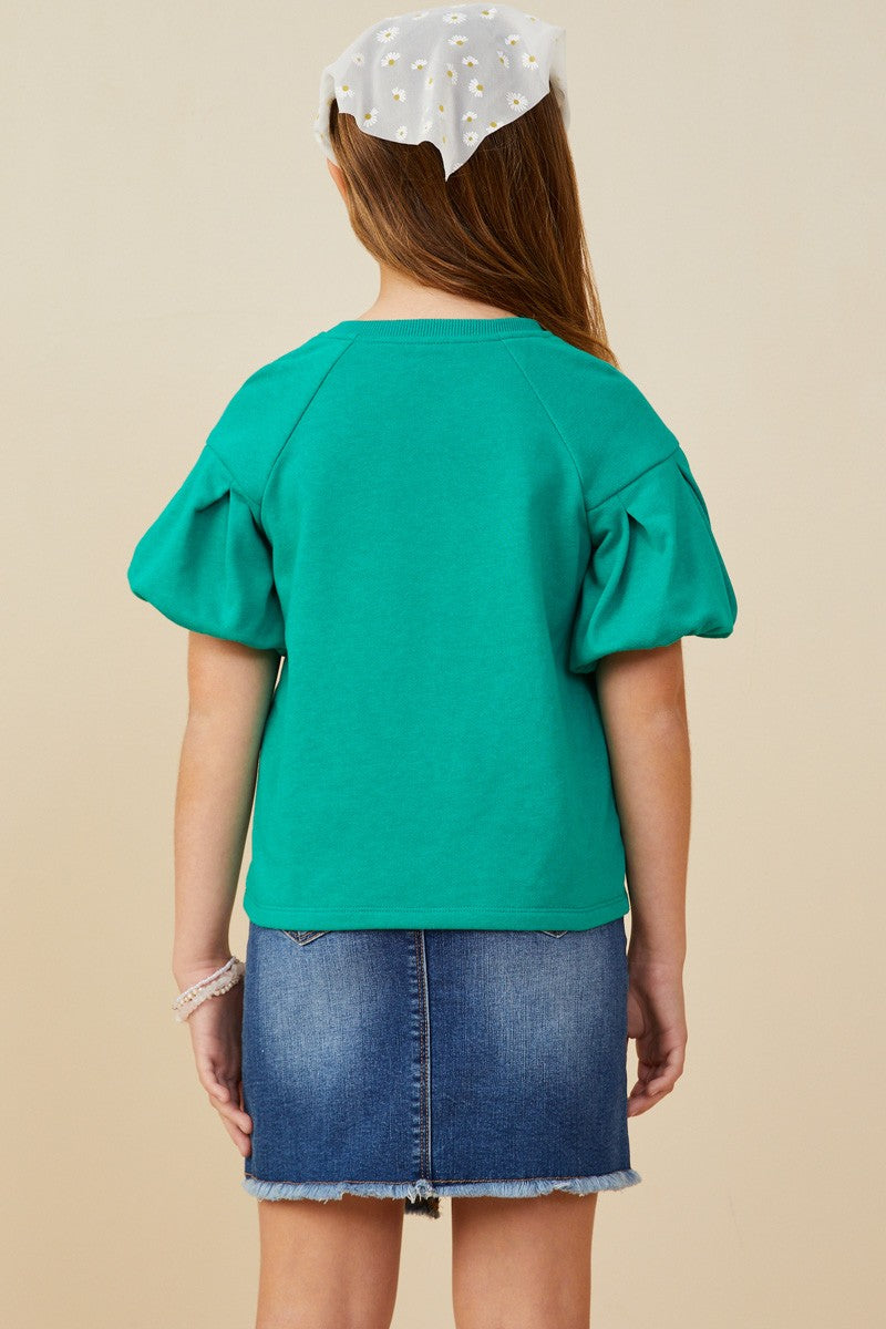 Hayden Girls Puff Sleeve French Terry Top