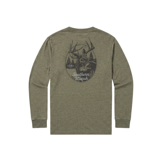 Southern Marsh YOUTH SEAWASH™ LS Tee-Whitetail-Dark Olive