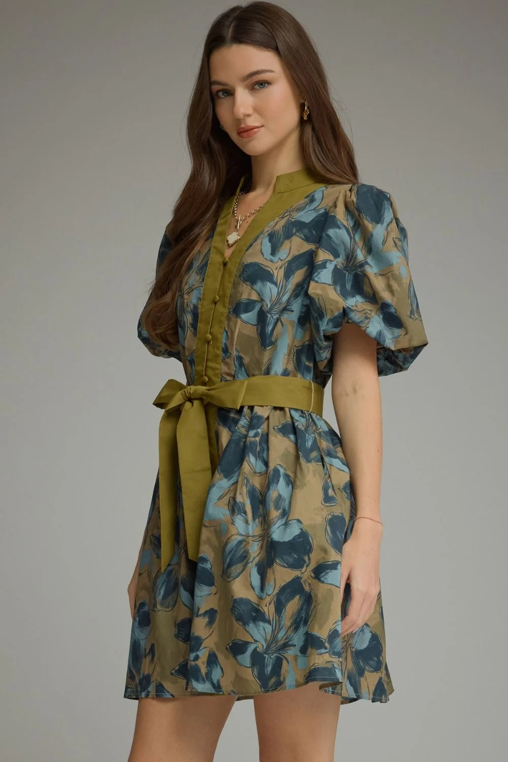 Olive Floral Mini Dress