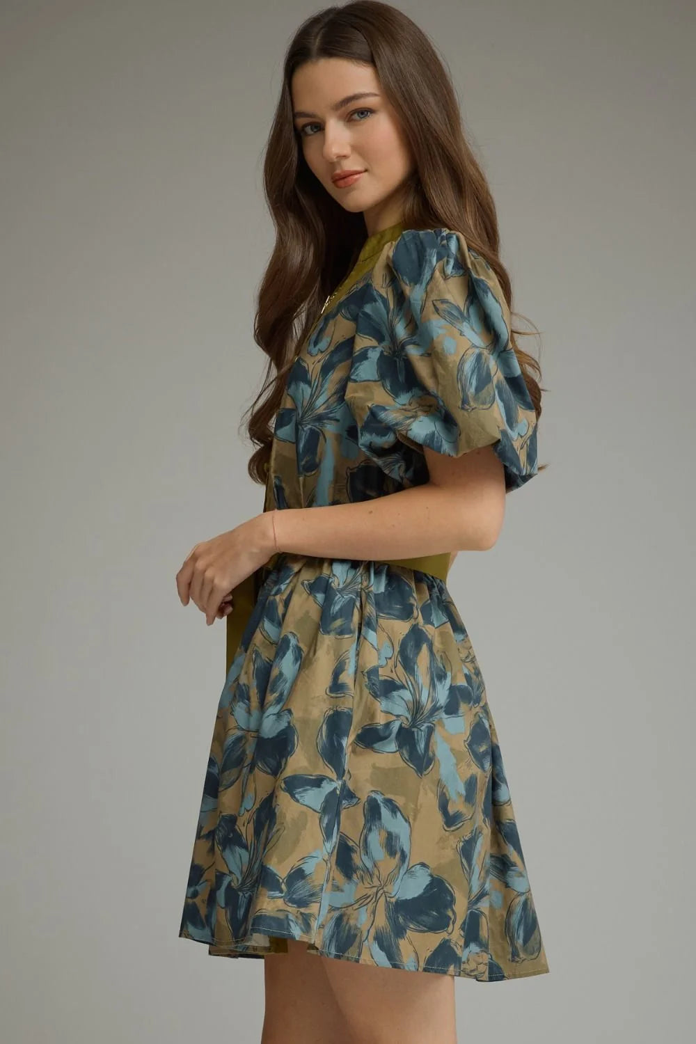 Olive Floral Mini Dress