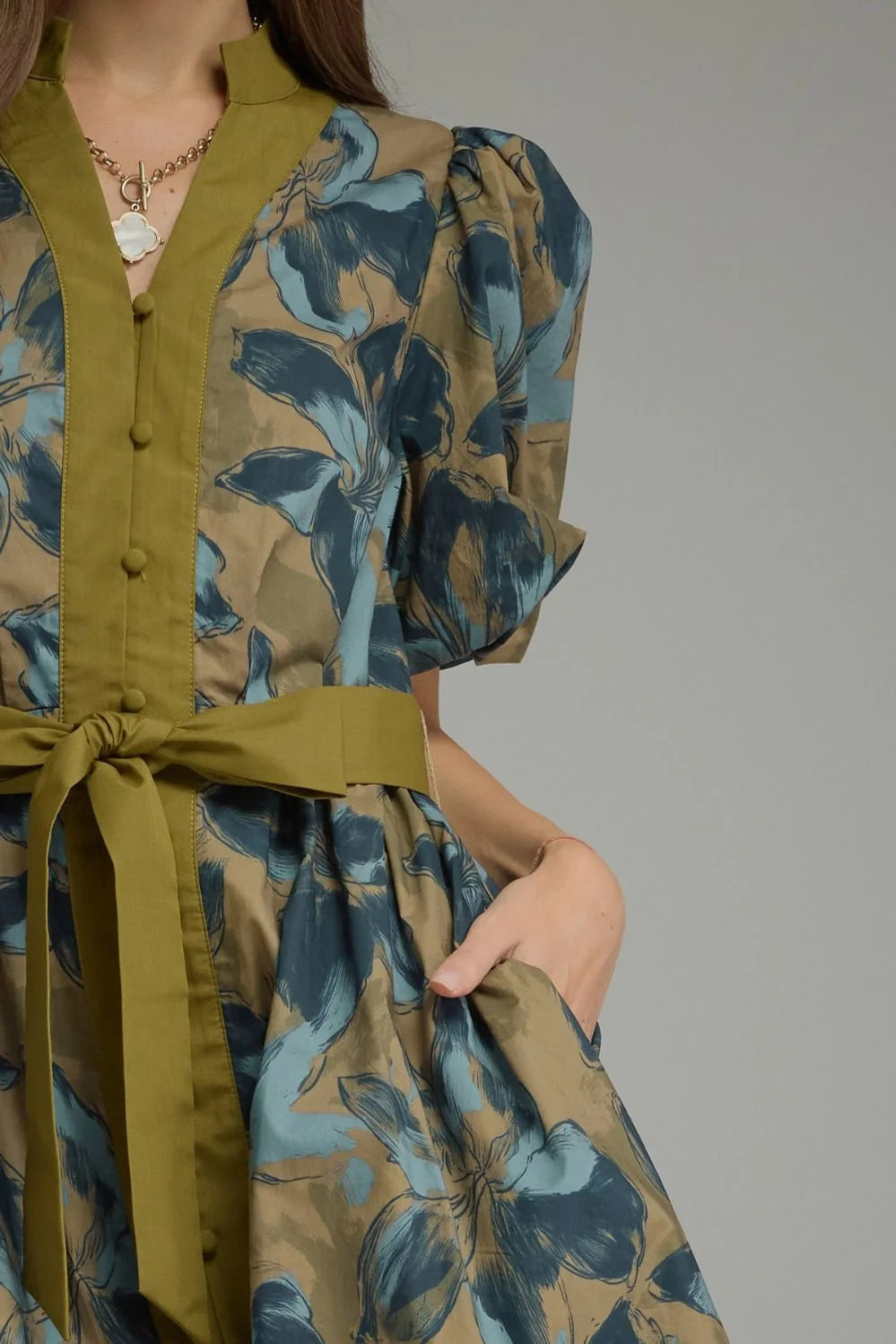 Olive Floral Mini Dress