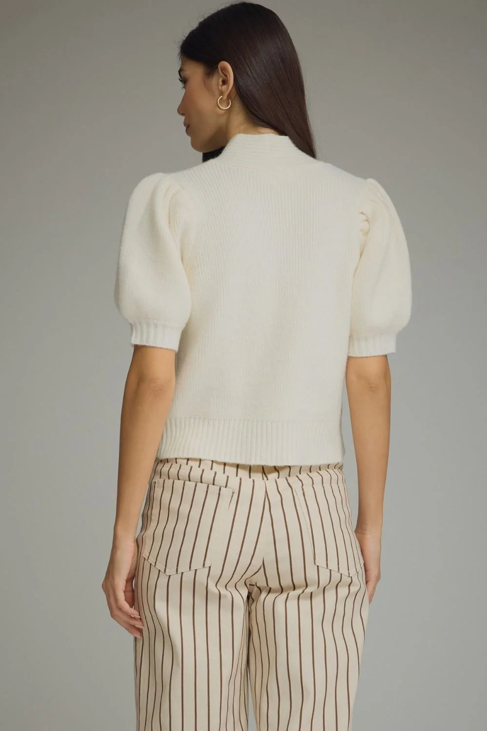 Self Tie Scarf Knit Top- Cream
