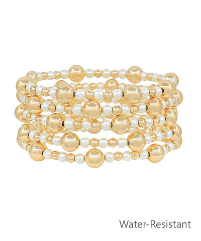 5 Row Ball & Pearl Bracelet-Mixed