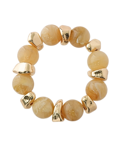 Marble Ball & Metal Nugget Bracelet