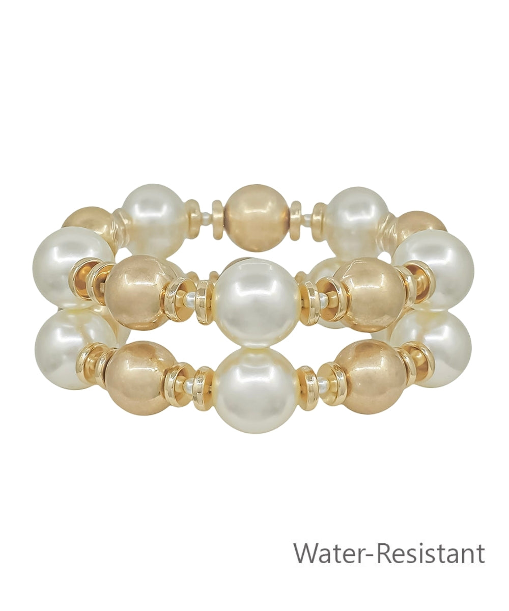 2 Row Pearl & CCB Ball Bracelet