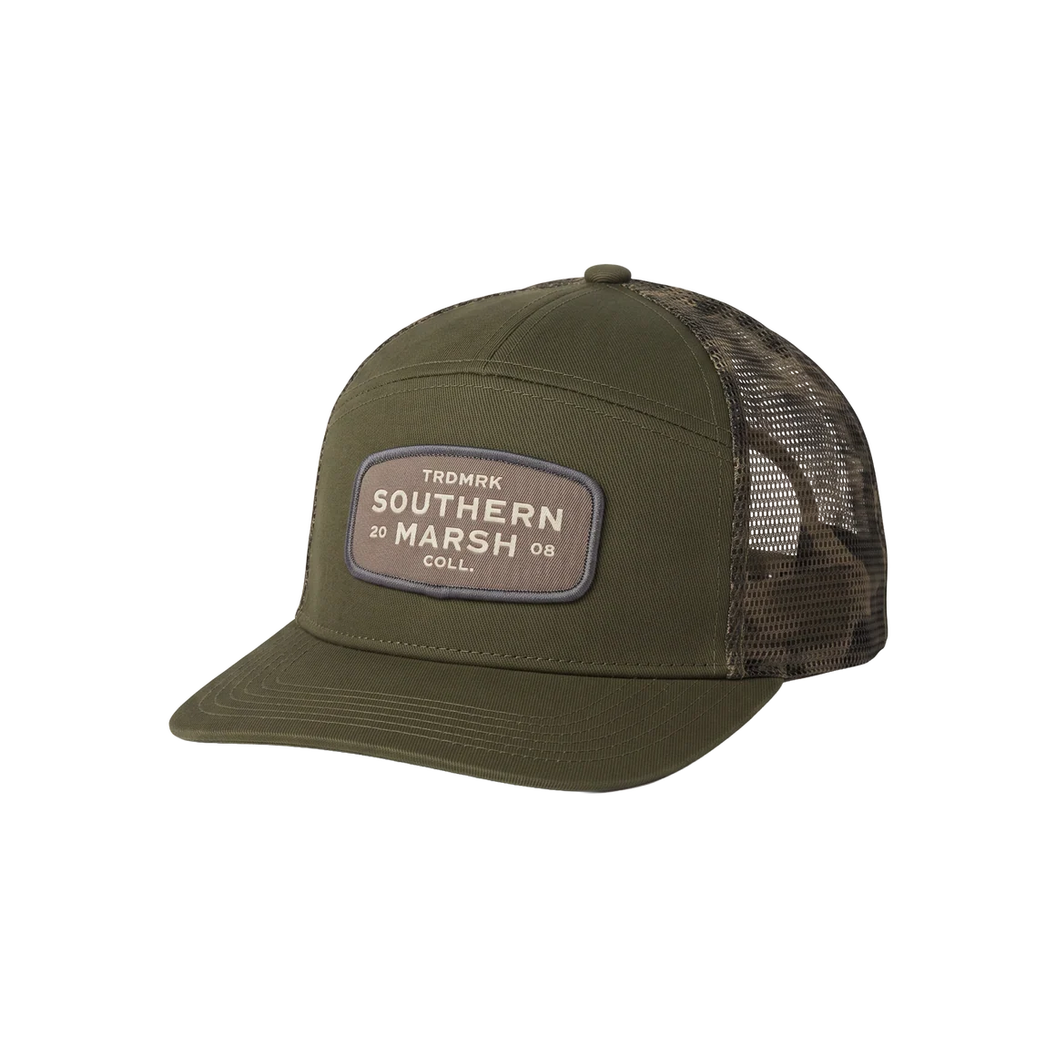 Uvalde County 7 Panel Trucker-Retro Camo-Dk Olive
