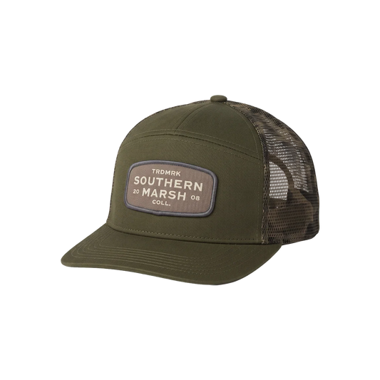 Uvalde County 7 Panel Trucker-Retro Camo-Dk Olive
