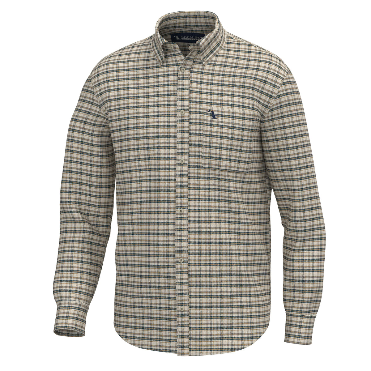 Local Boy Scott Dress Shirt-Sand/Rust/Navy
