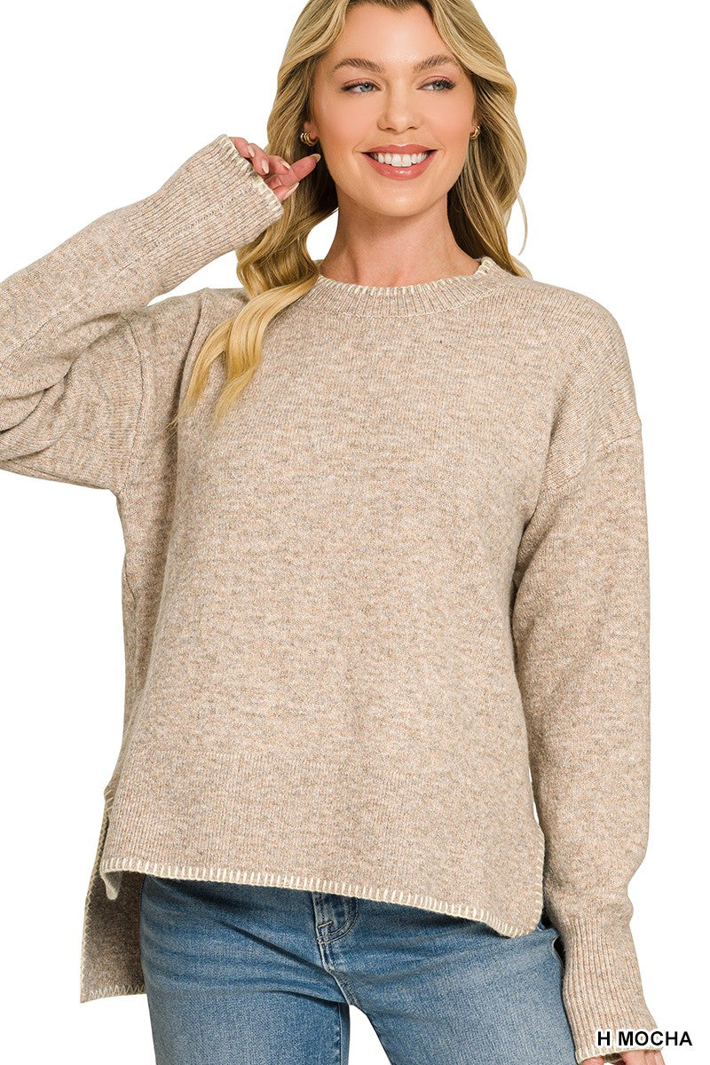 Zenana Wool Blend Stitch Detailed Sweater