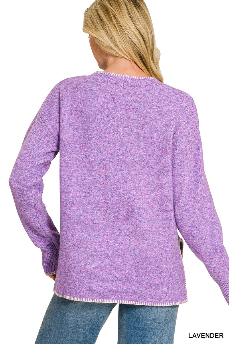 Zenana Wool Blend Stitch Detailed Sweater