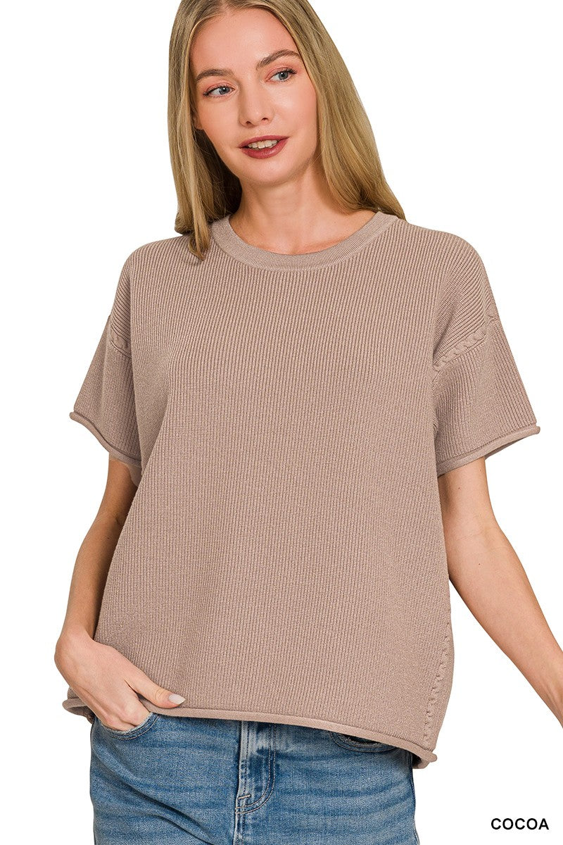 Zenana Viscose Short Sleeve Sweater