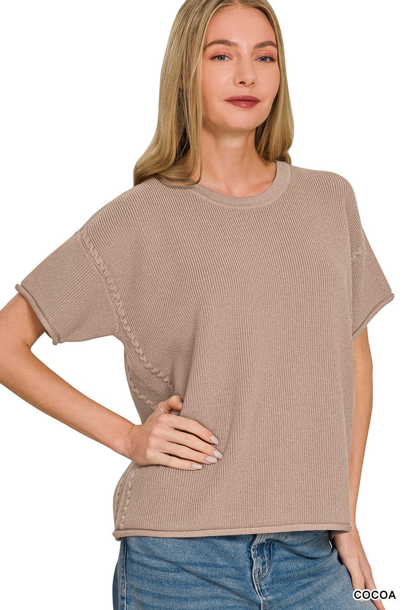 Zenana Viscose Short Sleeve Sweater
