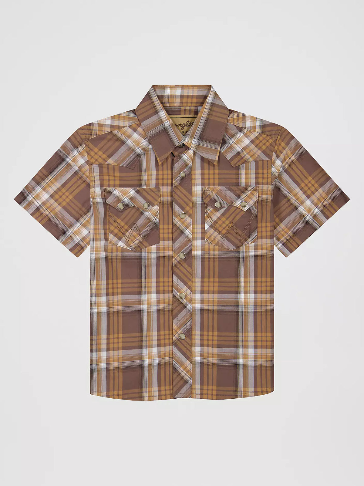 Boy’s Wrangler Retro® SS Western Snap Shirt-Maple Brown