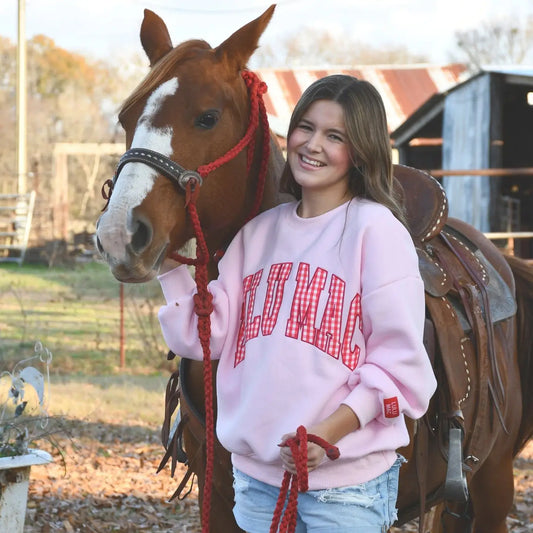 Lulu Mac Sweatshirt Pink with Red Gingham