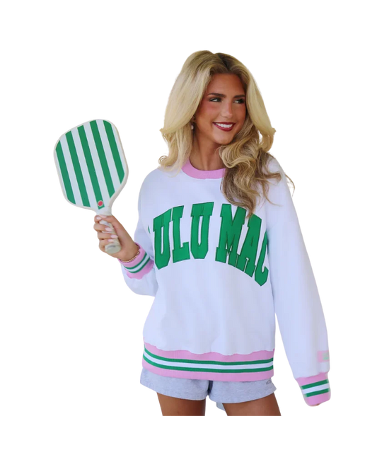 Lulu Mac Social Society Stitch Sweatshirt - Green/Pink