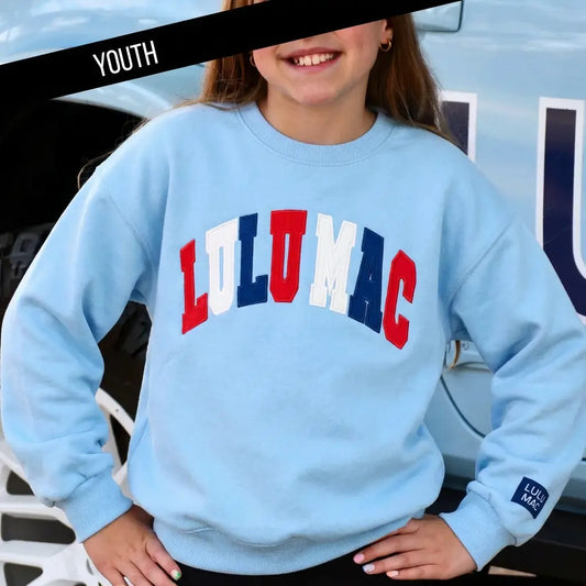Girls Lulu Mac Stitch Sweatshirt - Red/White/Blue