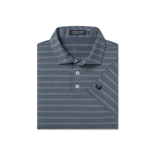 Southern Marsh YOUTH Newcastle Stripe Featherlight Polo-Washed Lunar Navy