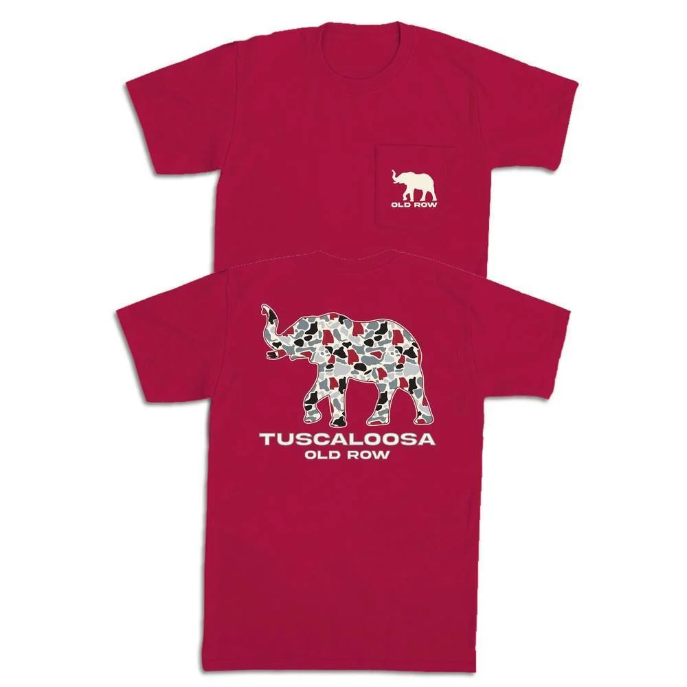 Old Row Tuscaloosa Camo Elephant SS Pocket Tee