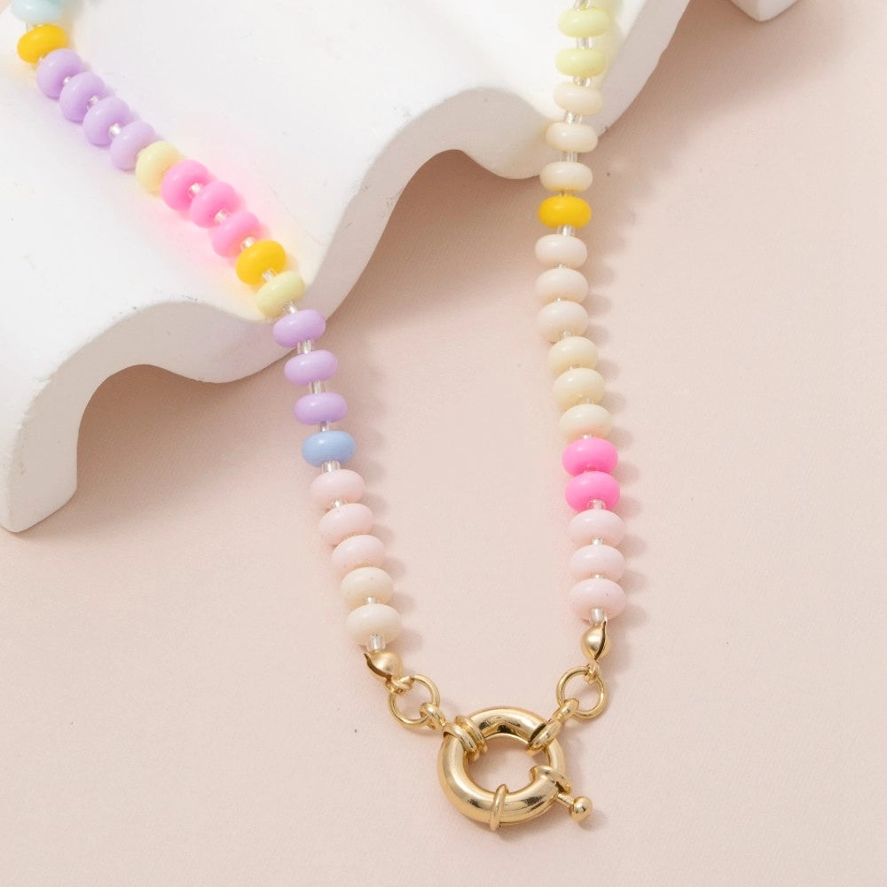 Acrylic Bead Ring Clasp Necklace