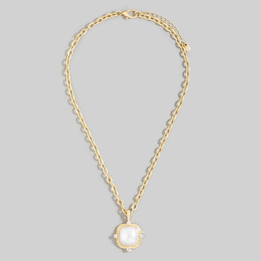 Square Stone Pendant Necklace