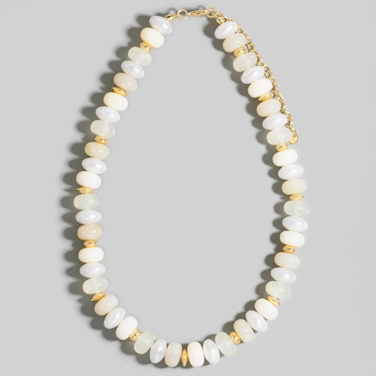 Pearl & Marble Disc Necklace