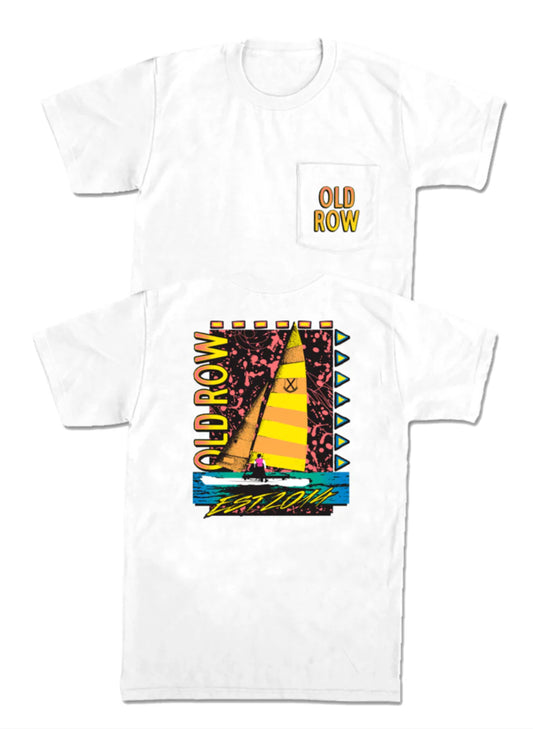 Old Row Neon Sailboat T-Shirt - White