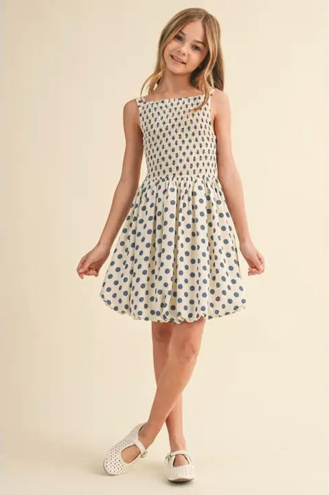 Girls Polka Dot Bubble Hem Dress