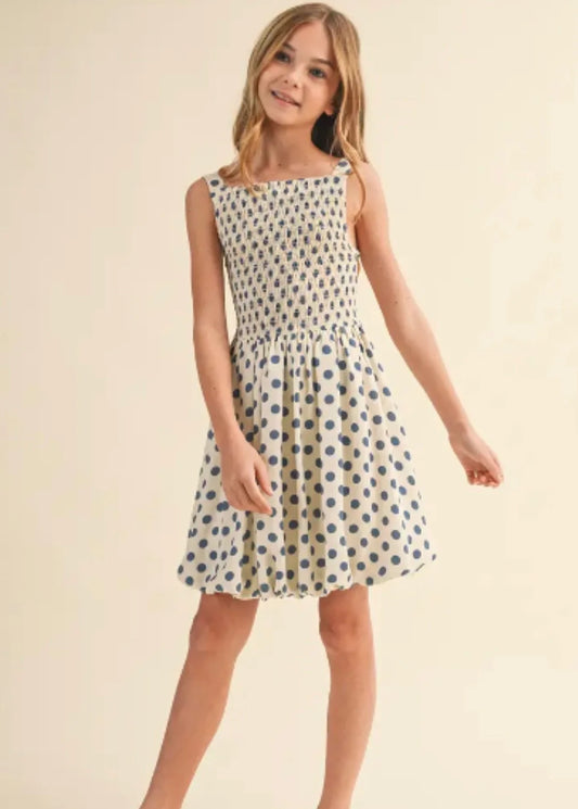 Girls Polka Dot Bubble Hem Dress