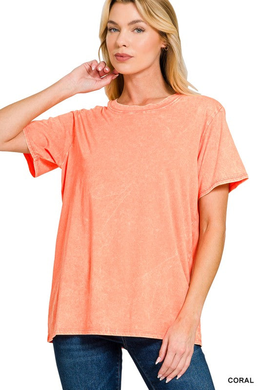 Zenana Washed Short Sleeve Top
