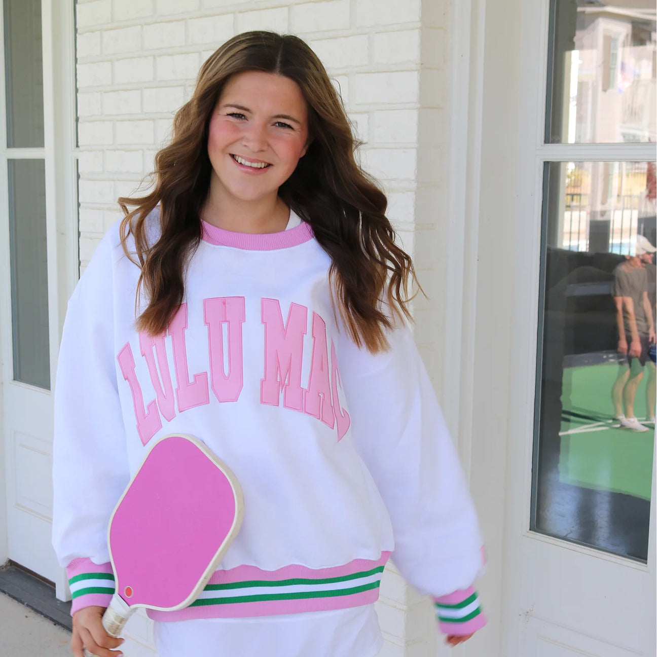 Lulu Mac Social Society Stitch Sweatshirt-Pink/Green