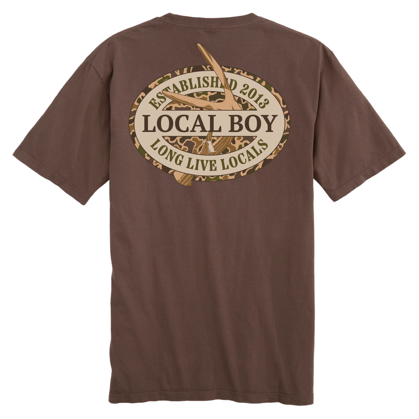 Local Boy Old School Antler Oval T-Shirt-Espresso