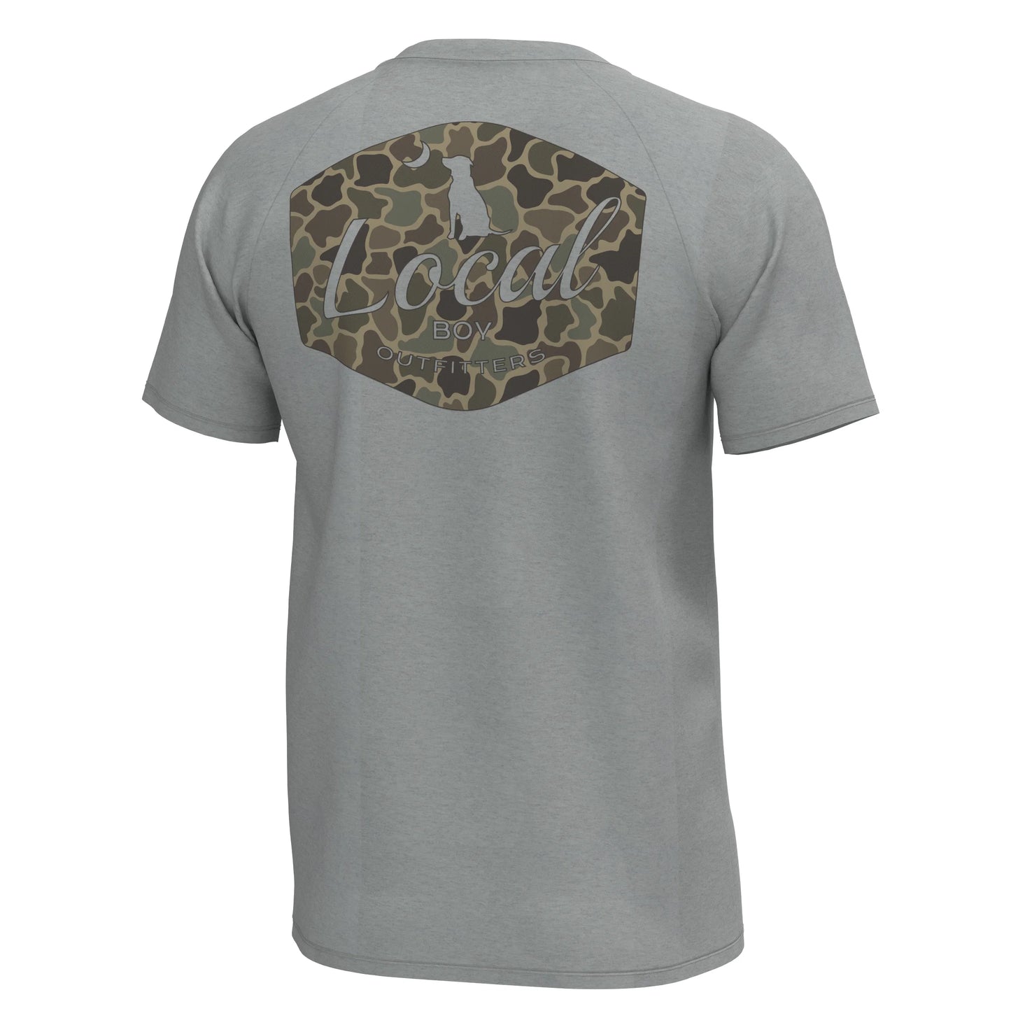 Local Boy Brush Badge SS Heather Performance Shirt-Cool Gray