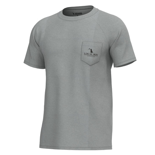 Local Boy Brush Badge SS Heather Performance Shirt-Cool Gray