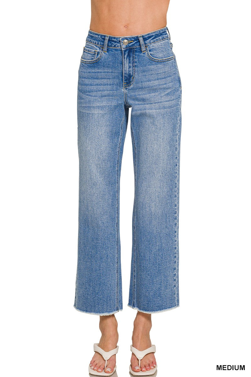 Zenana Straight Leg Medium Wash Denim Pants