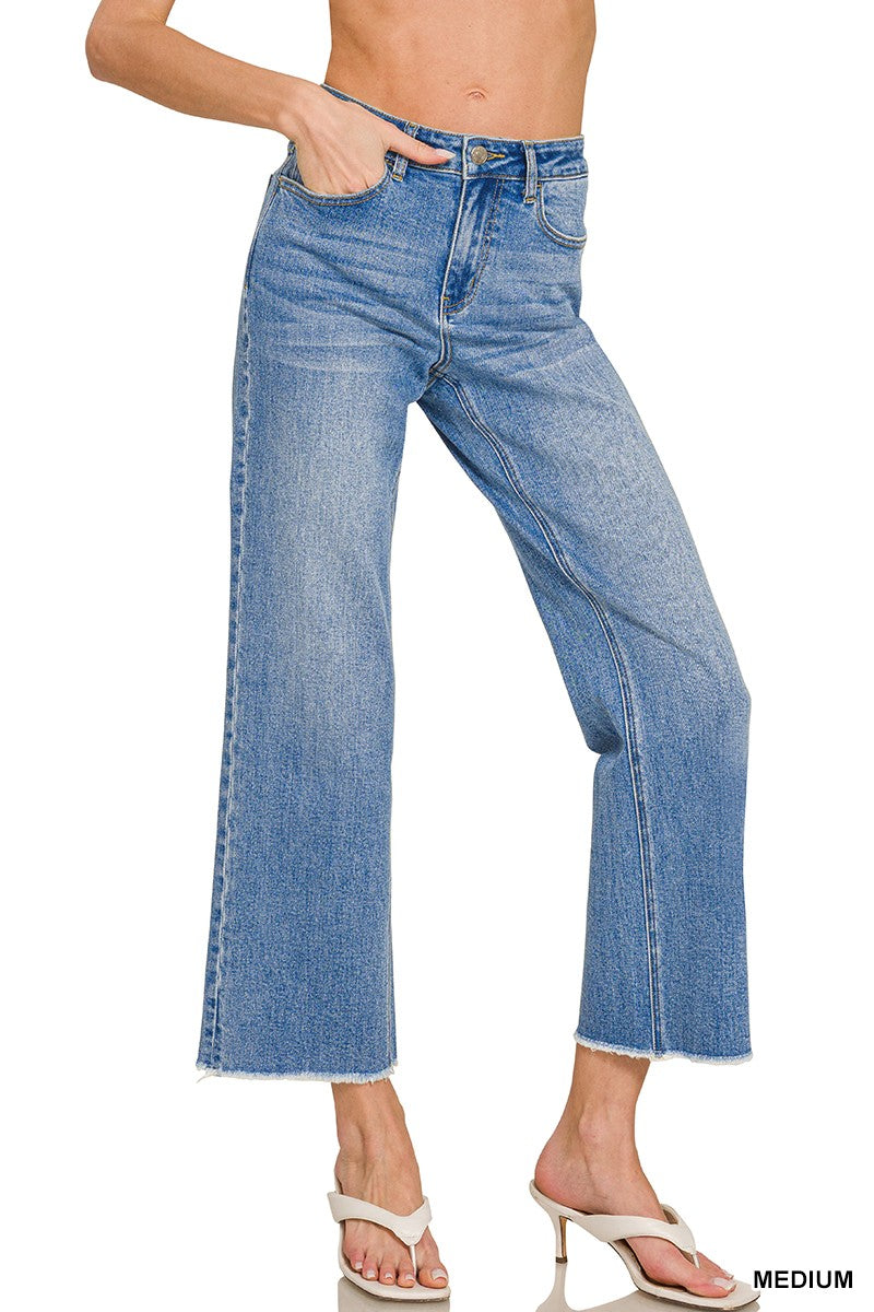 Zenana Straight Leg Medium Wash Denim Pants