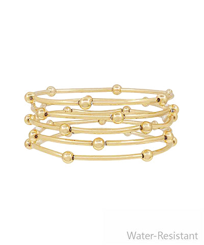 5 Row Curved Bar & Ball Bracelet Set