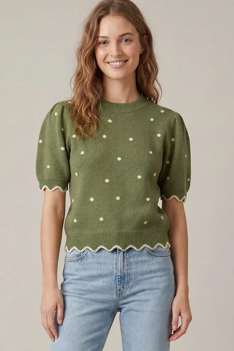 Polka Dot Sweater Top