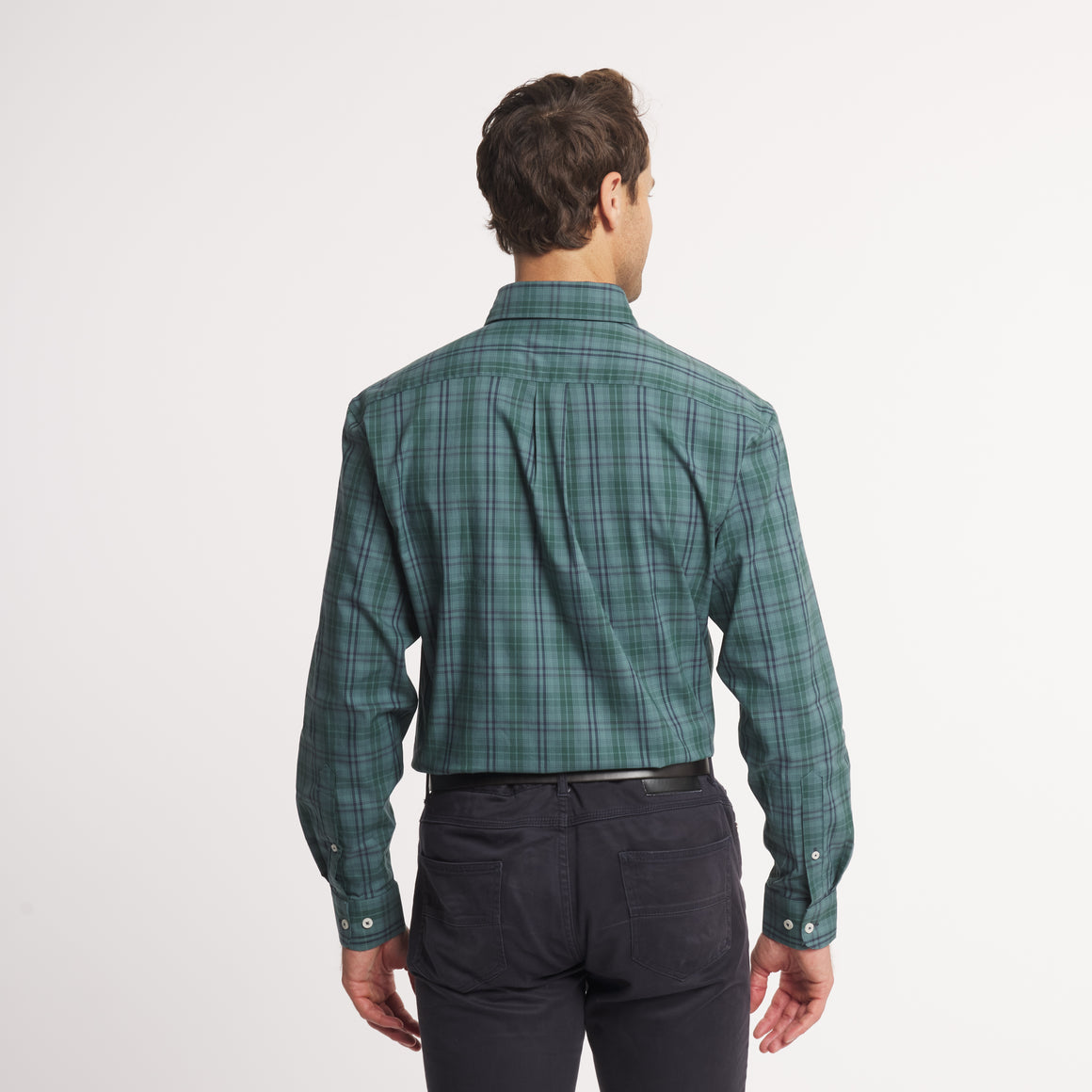 Southern Marsh Highlands Lattice Performance Dress Shirt-Dk Green & Sage