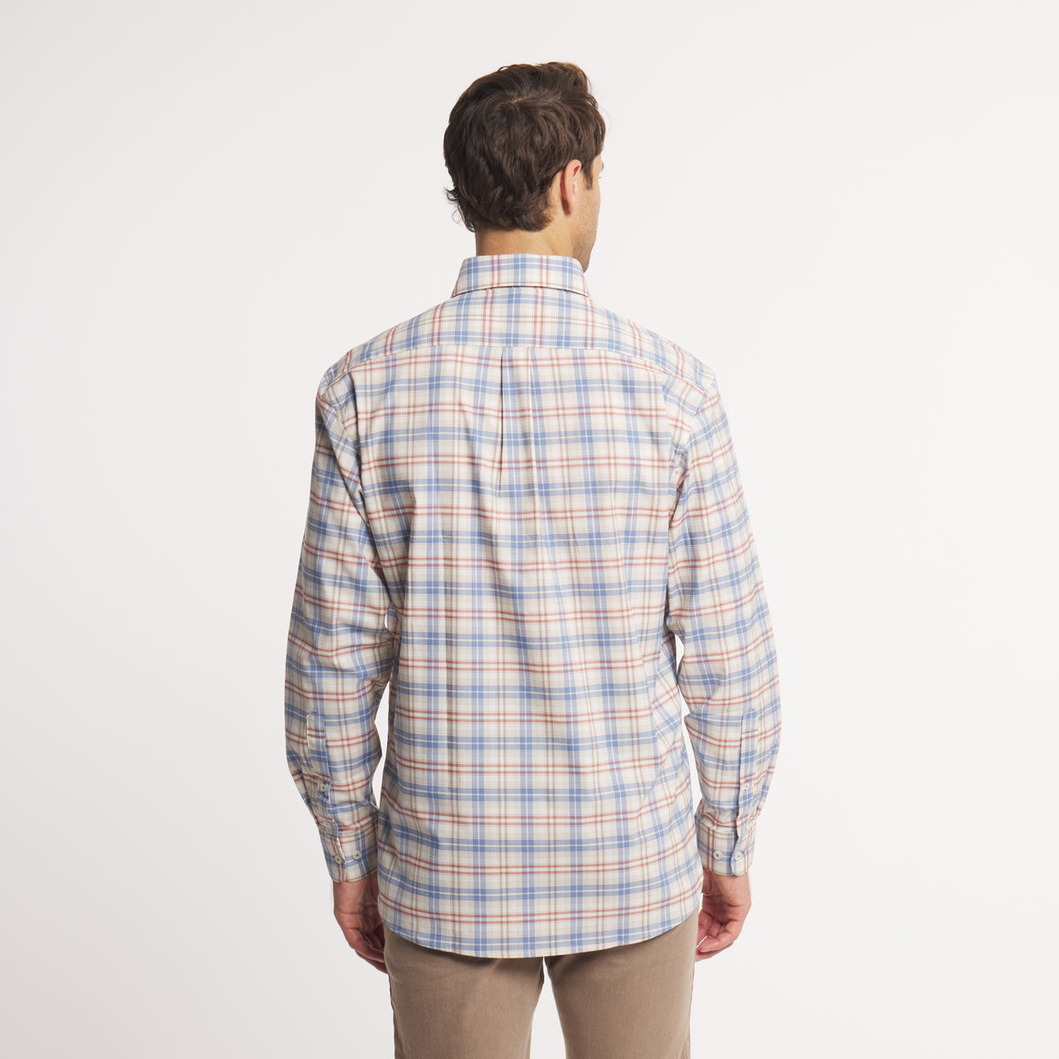 Highlands Lattice Performance Dress Shirt-Slate & Burnt Taupe