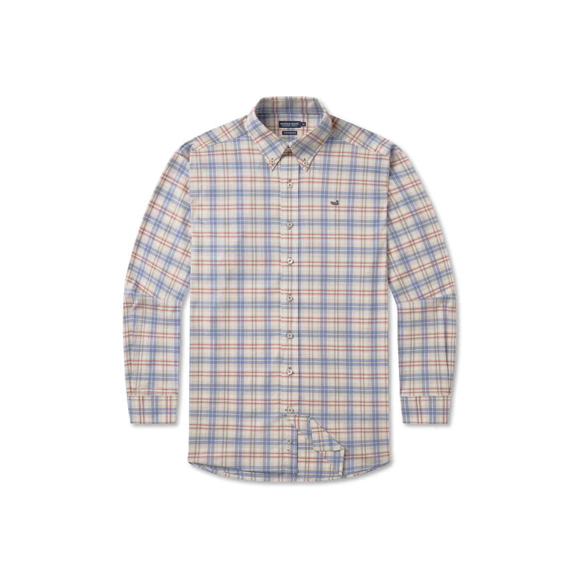 Highlands Lattice Performance Dress Shirt-Slate & Burnt Taupe
